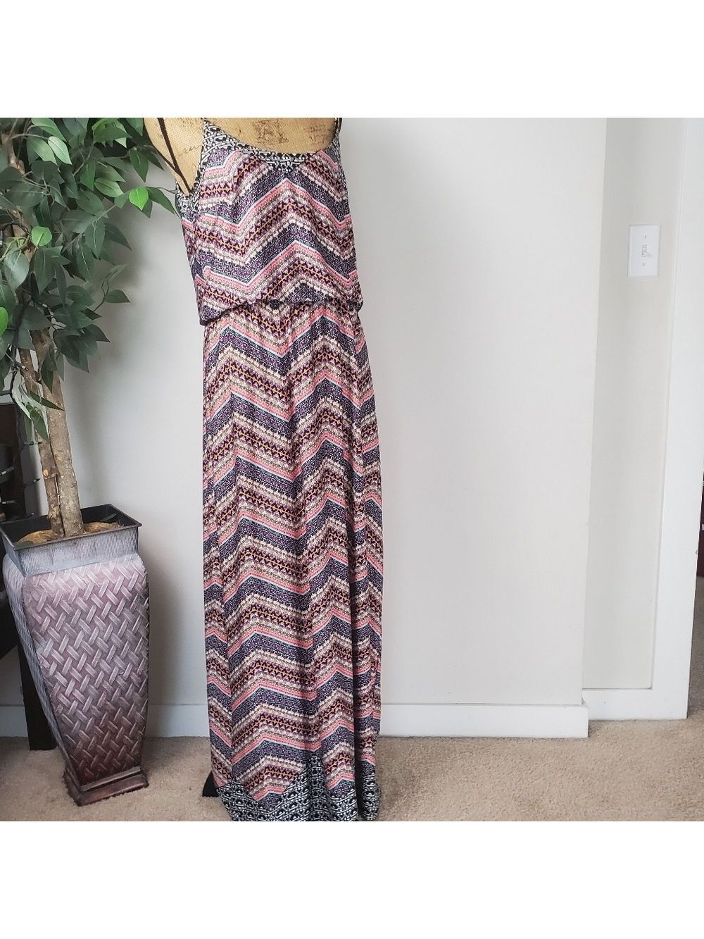 Emma & Michele Boho Bright Sleeveless Maxi Dress Large